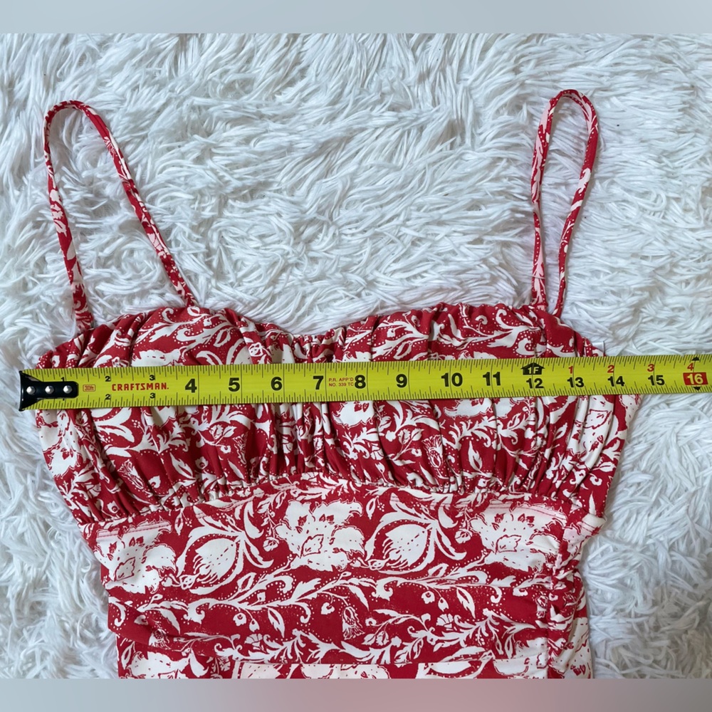Kenneth Cole Resort Swim Dress One Piece Swimsuit Skirt Ruffle Floral Red S - Picture 8 of 11